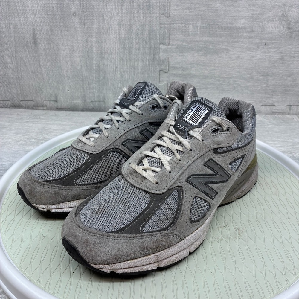 New Balance 990v4 Sneakers Mens 10.5 4E Castlerock Grey Suede Running M990GL4